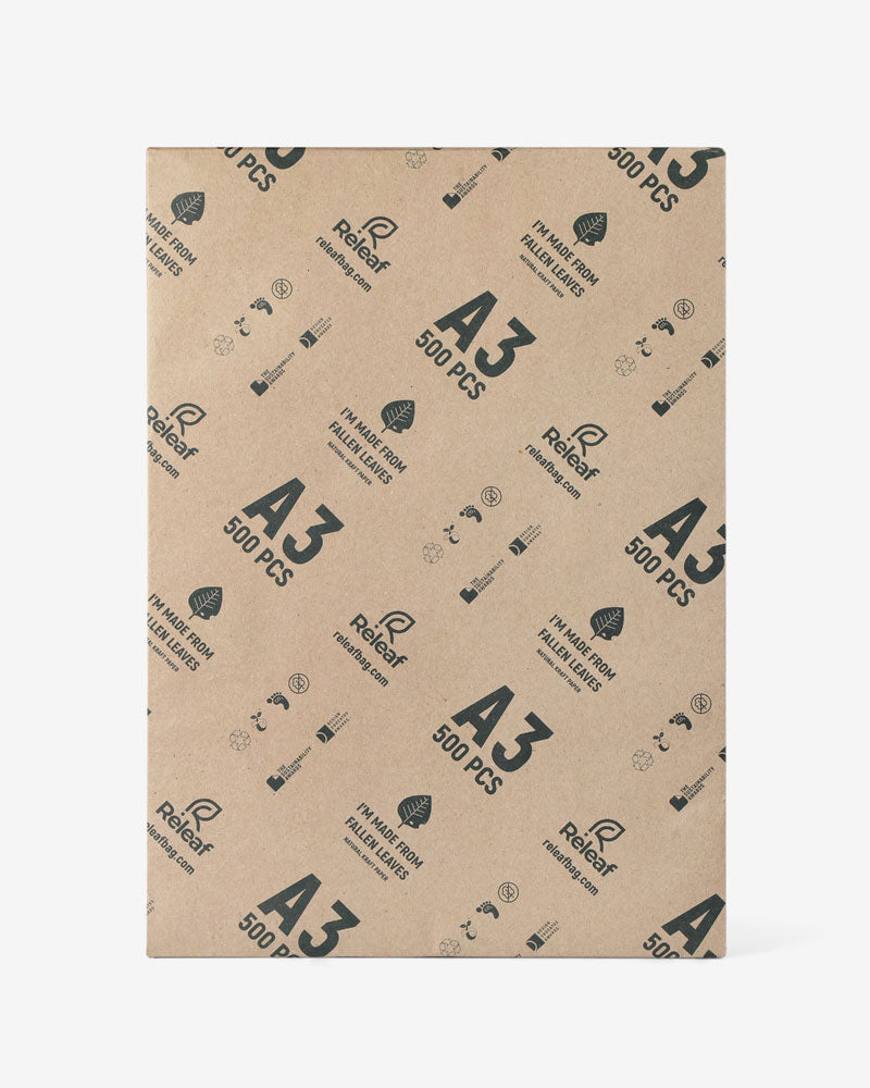 Eco-friendly Releaf Paper Sheets (A3), Natural Kraft, 80/120/170 g/m2