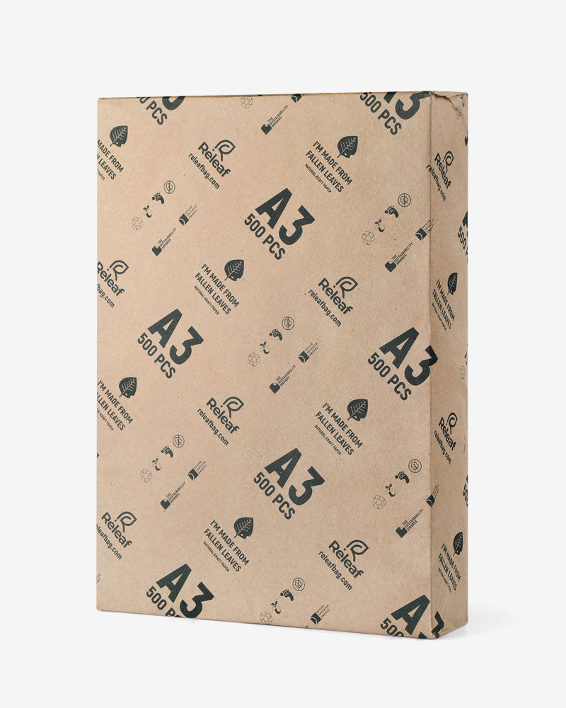 Eco-friendly Releaf Paper Sheets (A3), Natural Kraft, 80/120/170 g/m2