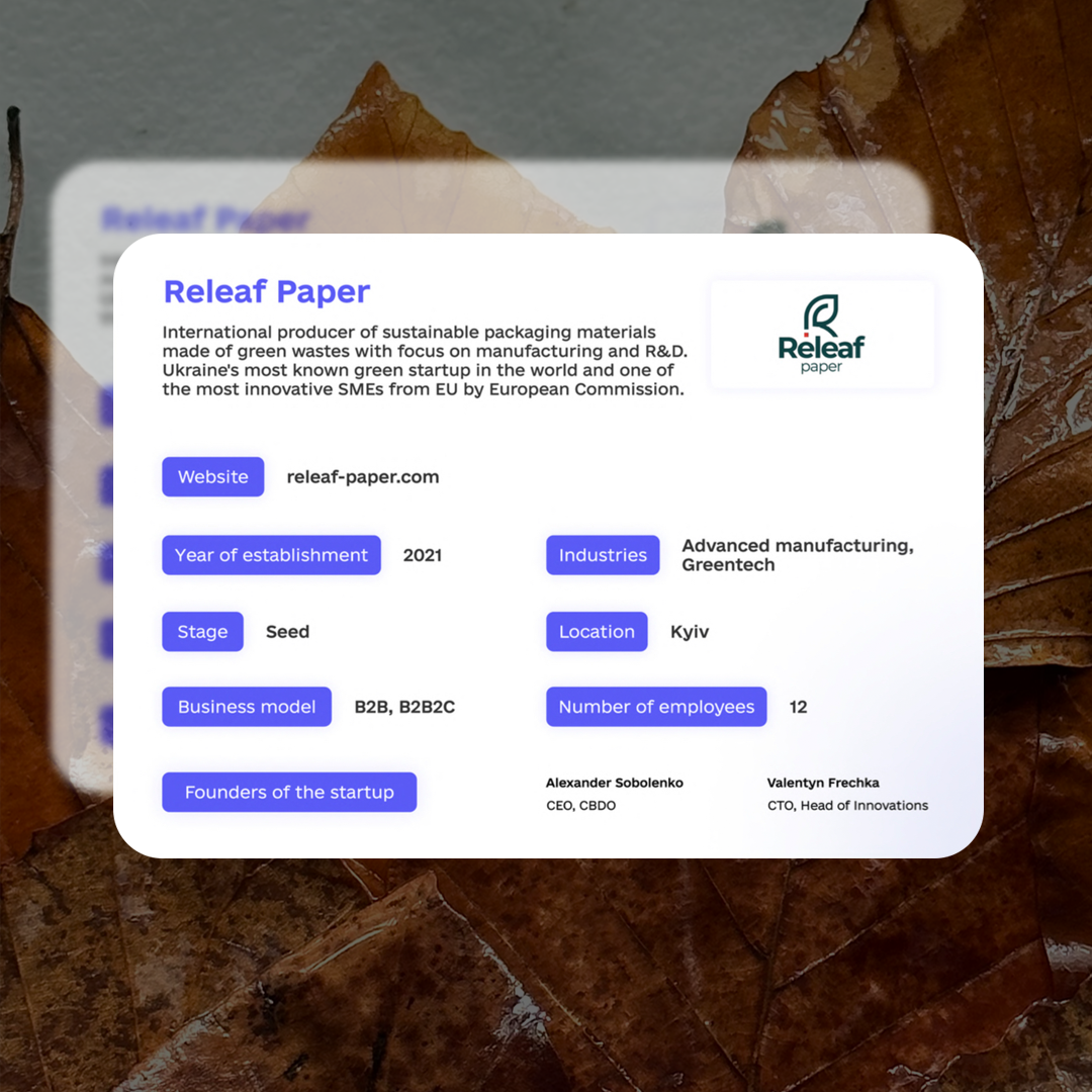 Releaf Releaf Paper Shines as Ukraine's Flagship Green Startup, Earns Recogni