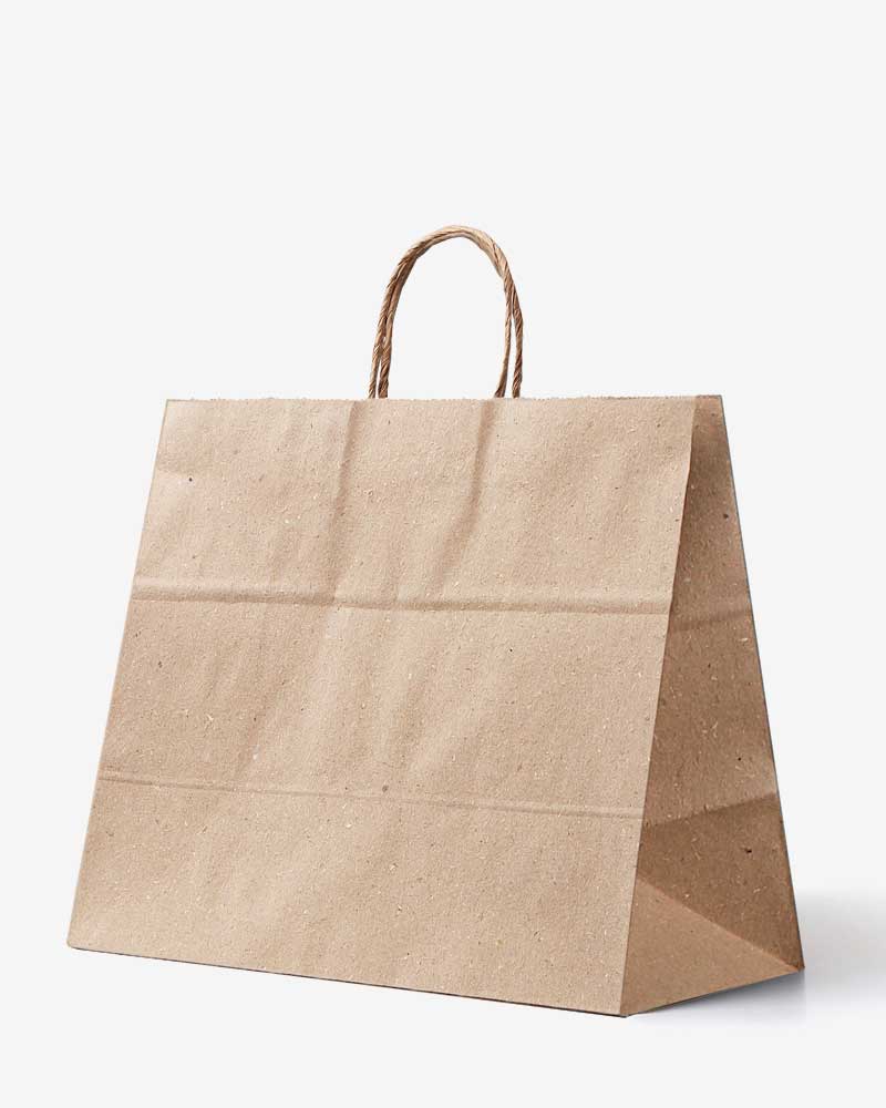 Large Ultra Wide Brown Kraft Paper Bags with Twisted Handle